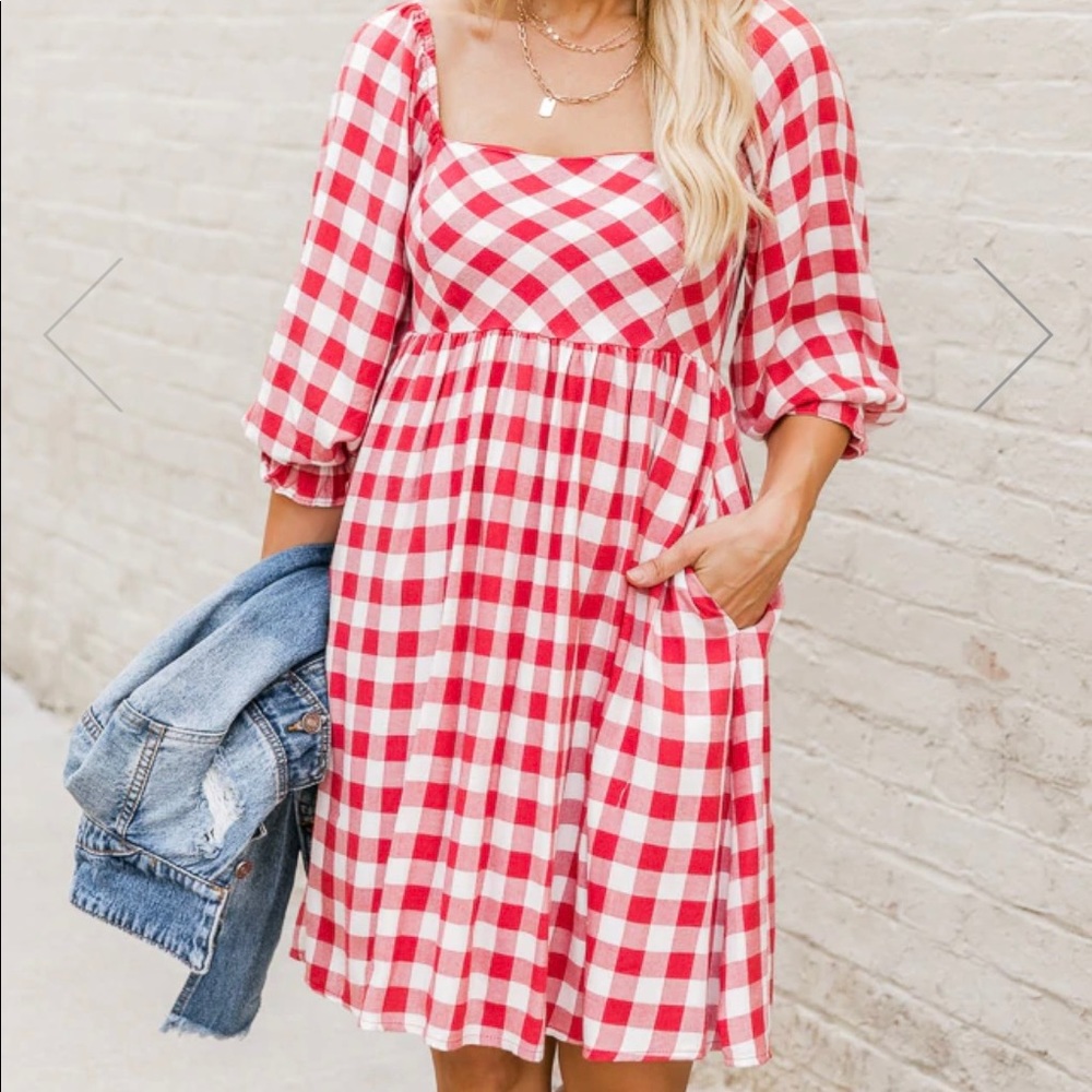 Red Gingham Mini Dress